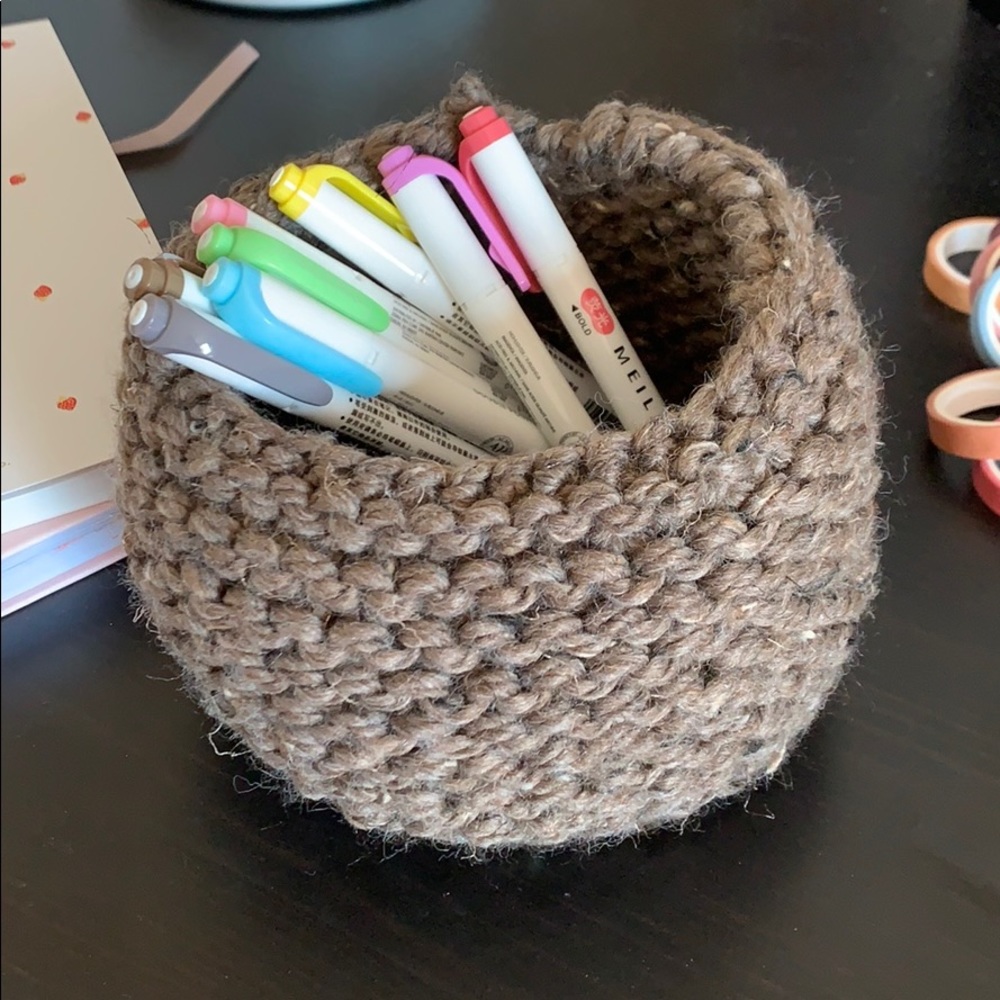 Small rope bin brown rope basket